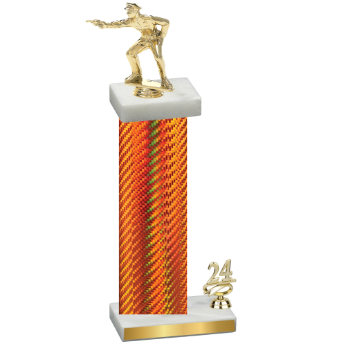 Accented Single Orange Carbon Fiber Year Shooter Trophy