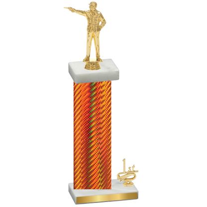 Accented Single Orange Carbon Fiber First Place Shooter Trophy