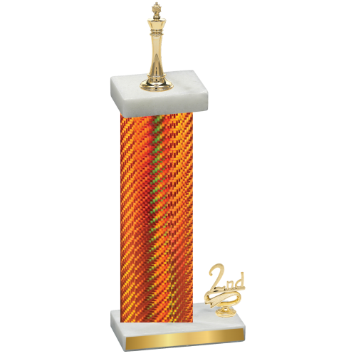 Accented Single Orange Carbon Fiber Second Place Chess Trophy