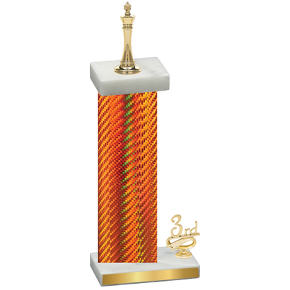 Accented Single Orange Carbon Fiber Third Place Chess Trophy