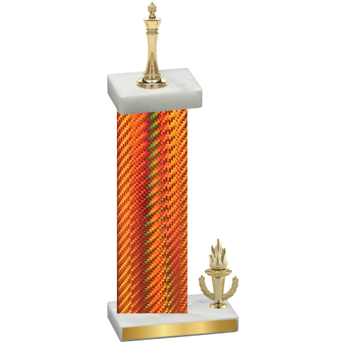 Accented Single Orange Carbon Fiber Victory Chess Trophy