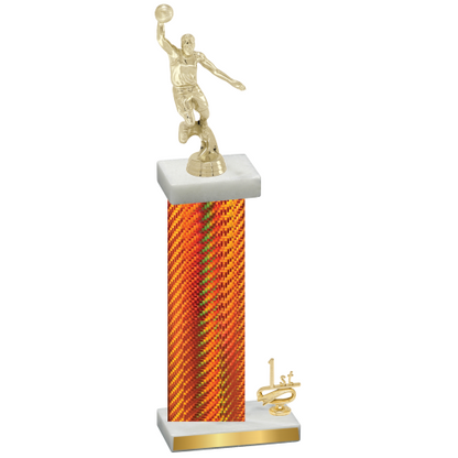 Accented Single Orange Carbon Fiber First Place Basketball Trophy