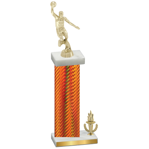 Accented Single Orange Carbon Fiber Victory Basketball Trophy