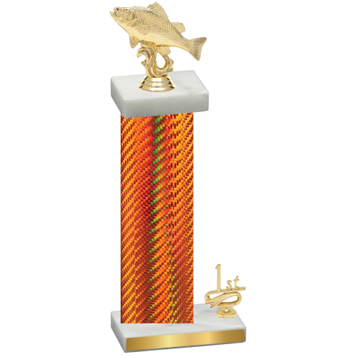 Accented Single Orange Carbon Fiber First Place Fishing Trophy