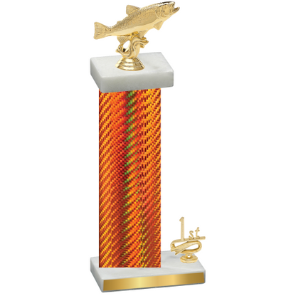 Accented Single Orange Carbon Fiber First Place Fishing Trophy