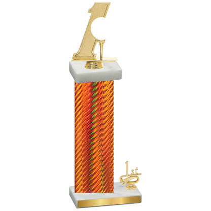 Accented Single Orange Carbon Fiber First Place Golf Trophy