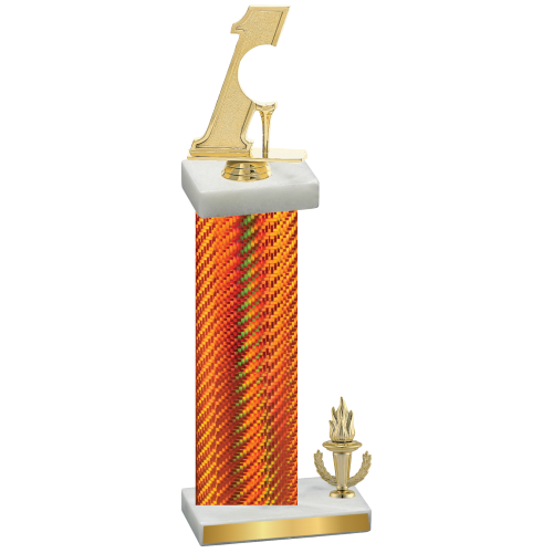 Accented Single Orange Carbon Fiber Victory Golf Trophy