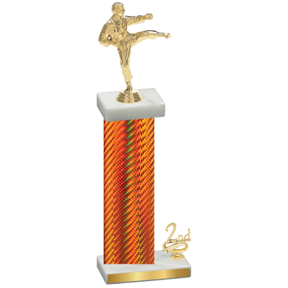 Accented Single Orange Carbon Fiber Second Place Karate Trophy