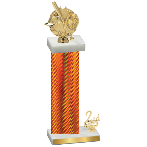 Accented Single Orange Carbon Fiber Second Place Baseball Trophy