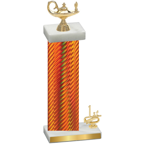 Accented Single Orange Carbon Fiber First Place Academics Trophy