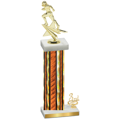Accented Single Orange Glacier Third Place Football Trophy