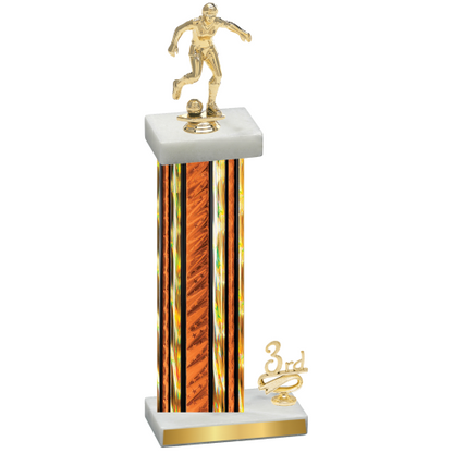 Accented Single Orange Glacier Third Place Soccer Trophy