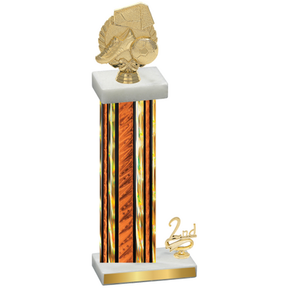 Accented Single Orange Glacier Second Place Soccer Trophy