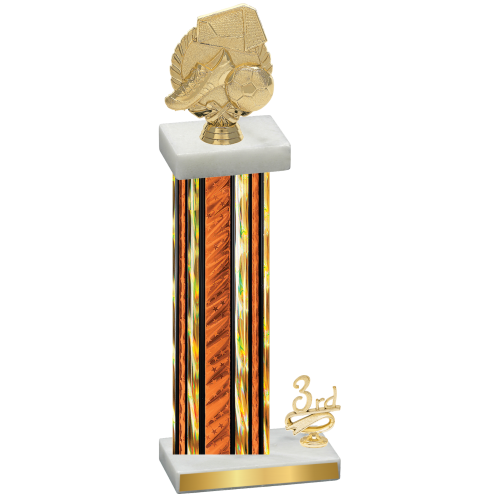 Accented Single Orange Glacier Third Place Soccer Trophy