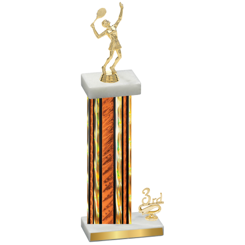 Accented Single Orange Glacier Third Place Tennis Trophy