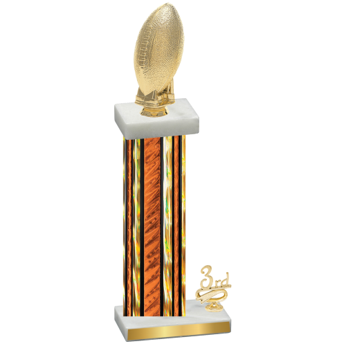 Accented Single Orange Glacier Third Place Football Trophy