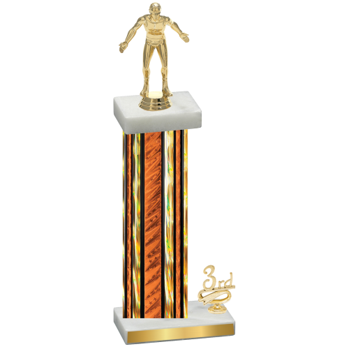 Accented Single Orange Glacier Third Place Wrestling Trophy