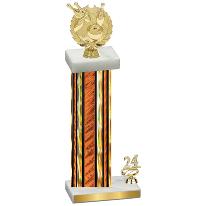 Accented Single Orange Glacier Year Bowling Trophy