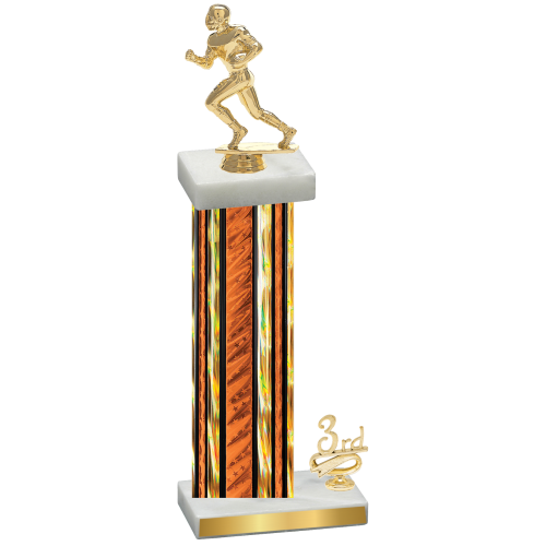 Accented Single Orange Glacier Third Place Football Trophy