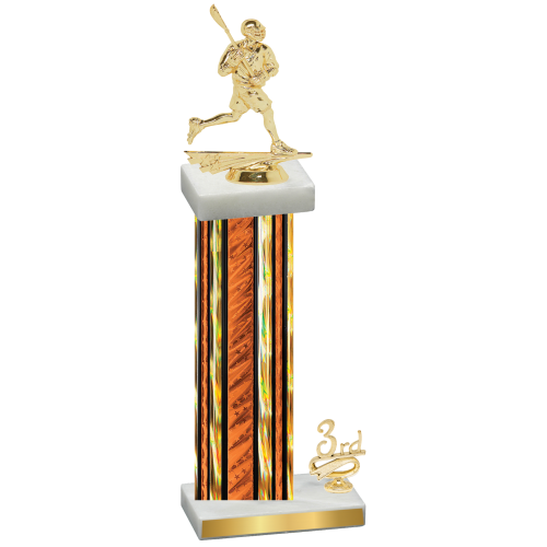 Accented Single Orange Glacier Third Place Lacrosse Trophy