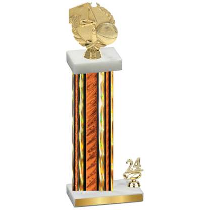 Accented Single Orange Glacier Year Basketball Trophy