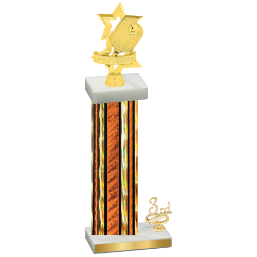 Accented Single Orange Glacier Third Place Pickleball Trophy