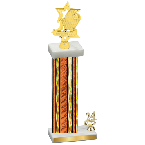 Accented Single Orange Glacier Year Pickleball Trophy