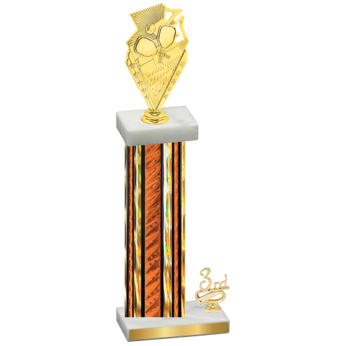 Accented Single Orange Glacier Third Place Pickleball Trophy