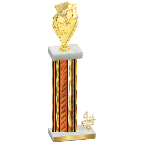 Accented Single Orange Glacier Fourth Place Pickleball Trophy