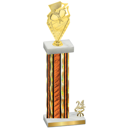 Accented Single Orange Glacier Year Pickleball Trophy