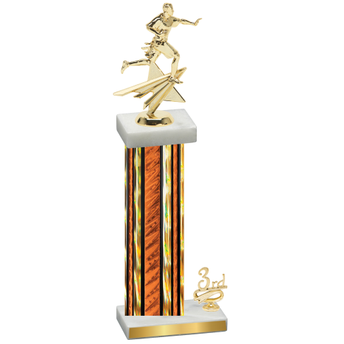 Accented Single Orange Glacier Third Place Flag Football Trophy