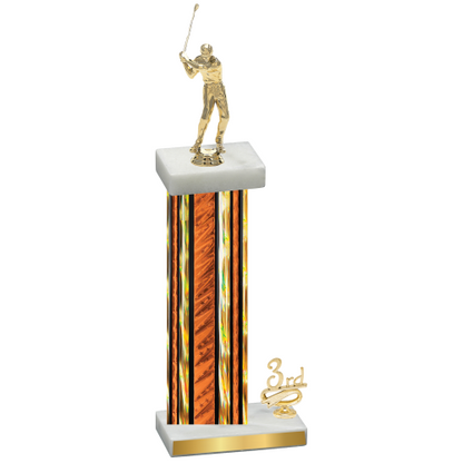 Accented Single Orange Glacier Third Place Golf Trophy