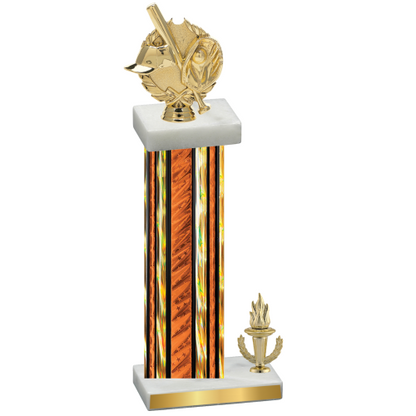 Accented Single Orange Glacier Victory Baseball Trophy