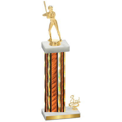 Accented Single Orange Glacier Third Place Softball Trophy