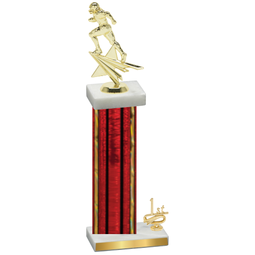 Accented Single Red Glacier First Place Football Trophy