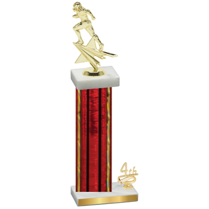 Accented Single Red Glacier Fourth Place Football Trophy