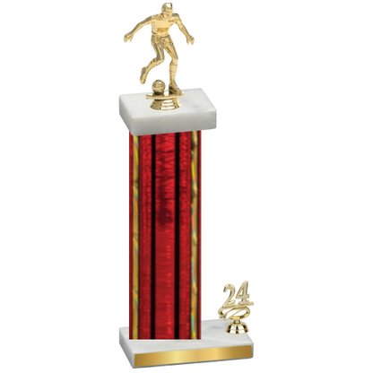 Accented Single Red Glacier Year Soccer Trophy