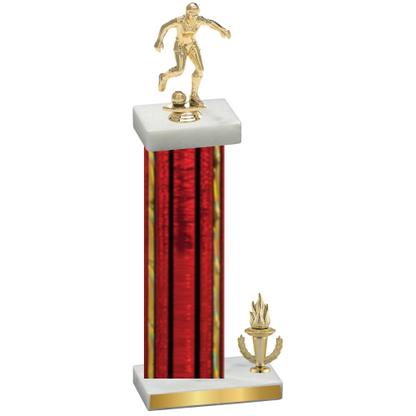 Accented Single Red Glacier Victory Soccer Trophy