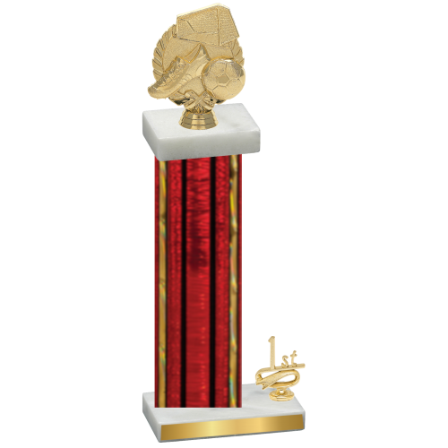 Accented Single Red Glacier First Place Soccer Trophy