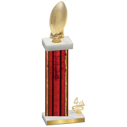 Accented Single Red Glacier Fourth Place Football Trophy