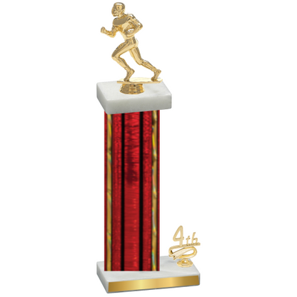 Accented Single Red Glacier Fourth Place Football Trophy