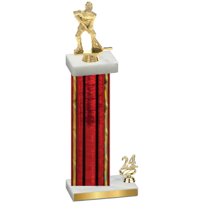 Accented Single Red Glacier Year Hockey Trophy