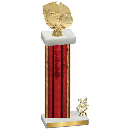 Accented Single Red Glacier Year Basketball Trophy