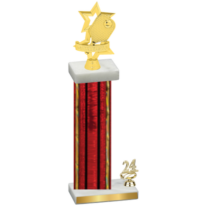 Accented Single Red Glacier Year Pickleball Trophy