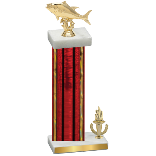 Accented Single Red Glacier Victory Fishing Trophy