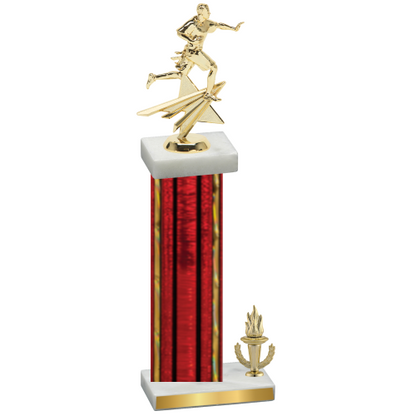 Accented Single Red Glacier Victory Flag Football Trophy