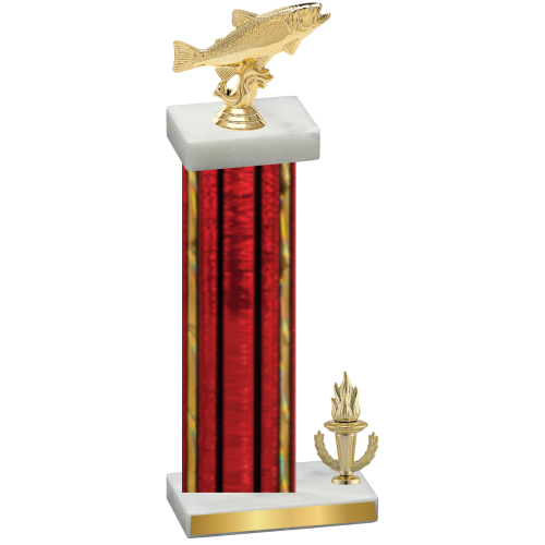 Accented Single Red Glacier Victory Fishing Trophy