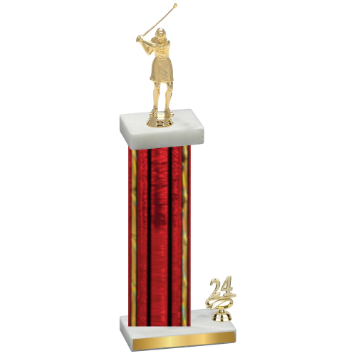 Accented Single Red Glacier Year Golf Trophy