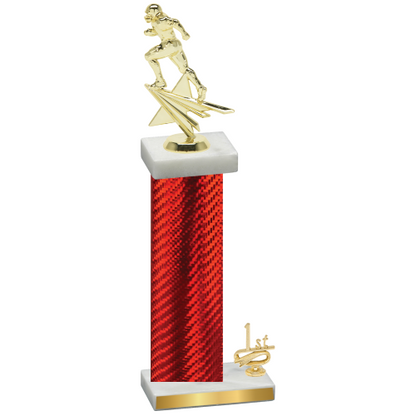 Accented Single Red Carbon Fiber First Place Football Trophy