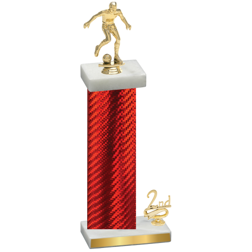 Accented Single Red Carbon Fiber Second Place Soccer Trophy